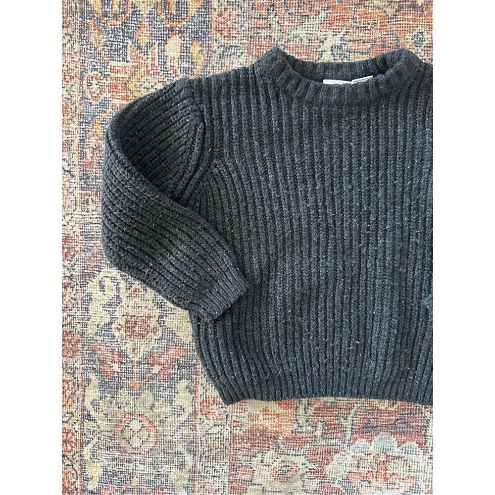 ZARA 2T Wool Blend Crew Neck Grey Toddler Sweater - Picture 2 of 4